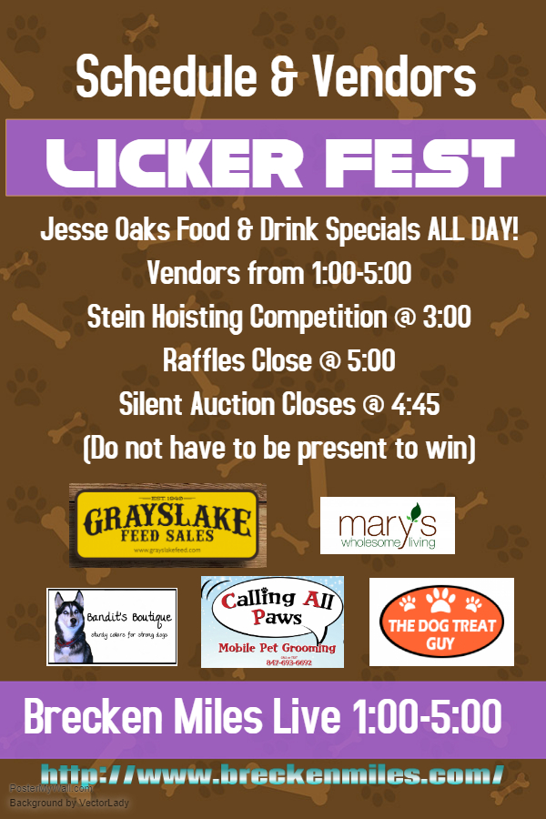 June 1,. 2019 - Licker Fest Schedule at Jesse Oaks.