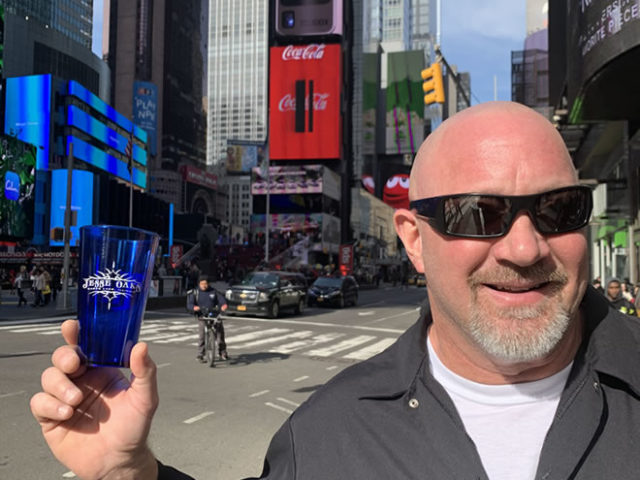 March 2020: Jesse Oaks Cup spotted in Time Square New York