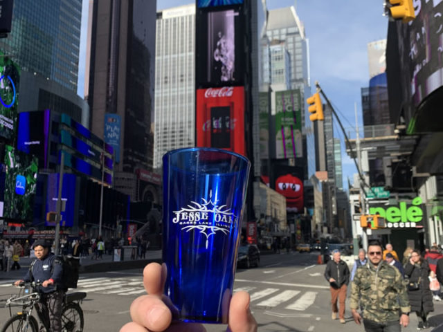 March 2020: Jesse Oaks Cup spotted in Time Square New York